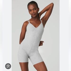 Alo Suns Out Gray Sleeveless Bodysuit Onesie
